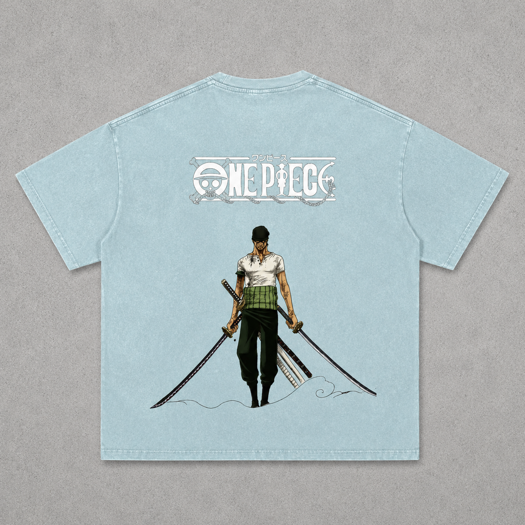 A light blue short-sleeve t-shirt 