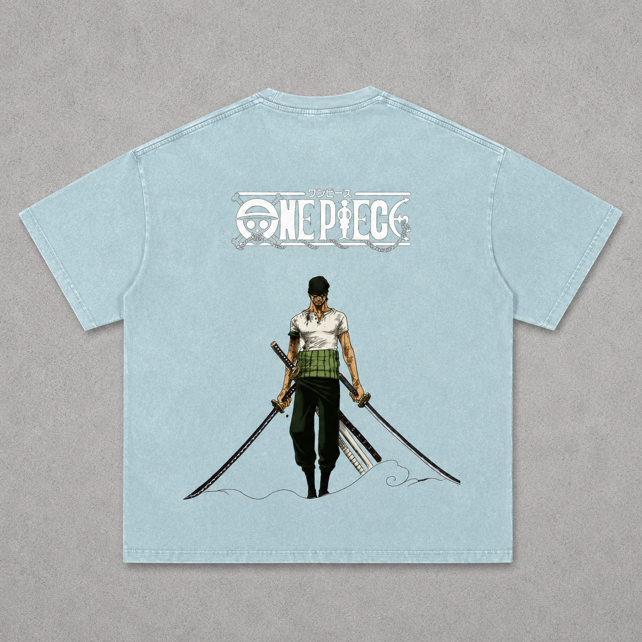 A light blue short-sleeve t-shirt 