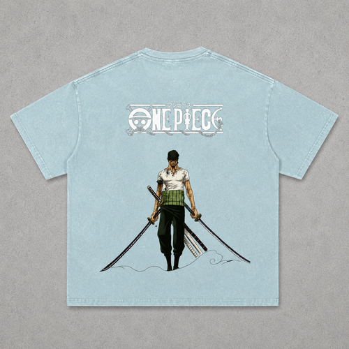 A light blue short-sleeve t-shirt 